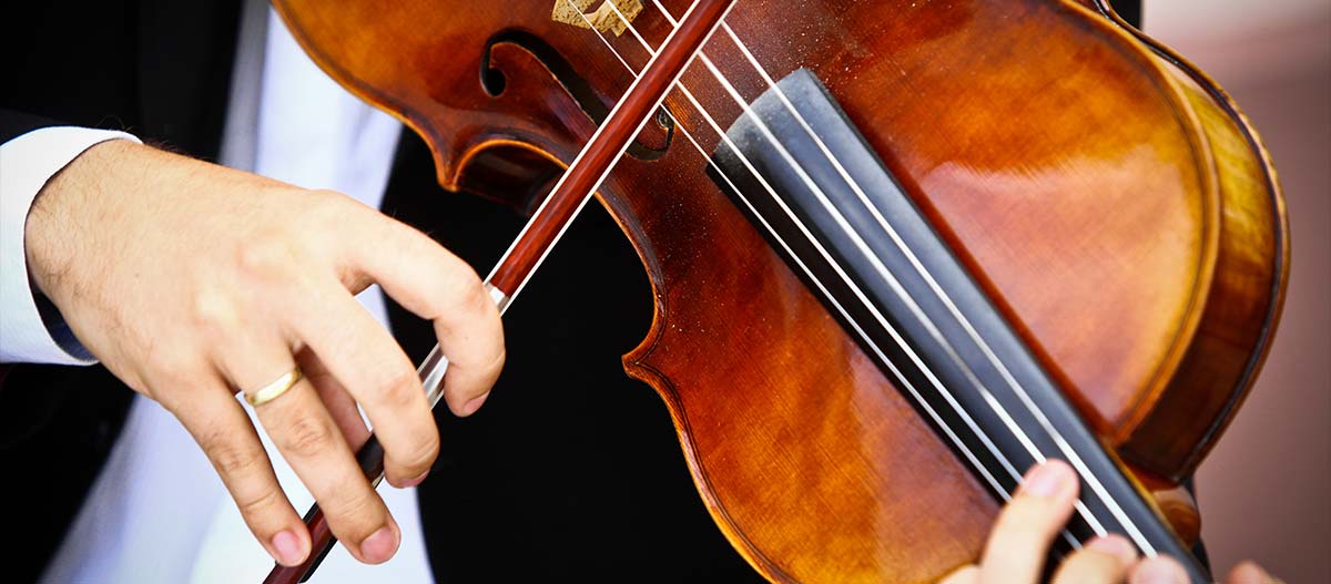 Male hands playing the violin