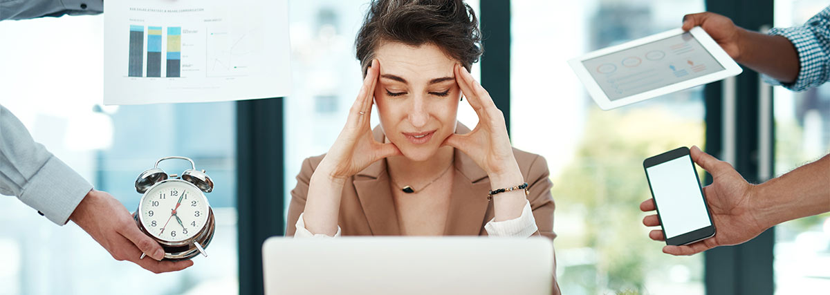 Stressed woman at work